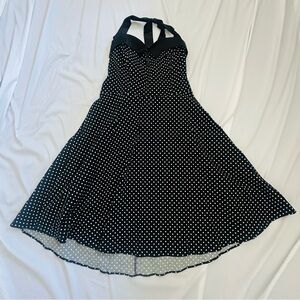 Elegant Black Polka Dot Halter Dress